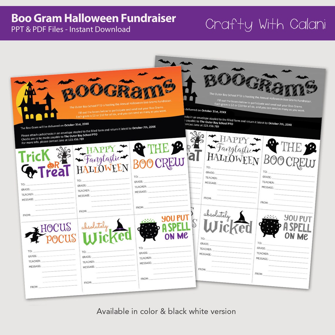 Halloween Candy Gram Template Halloween Boo Gram PTA PTO Etsy Halloween Candy Gram Template Halloween Boo Gram PTA PTO Etsy