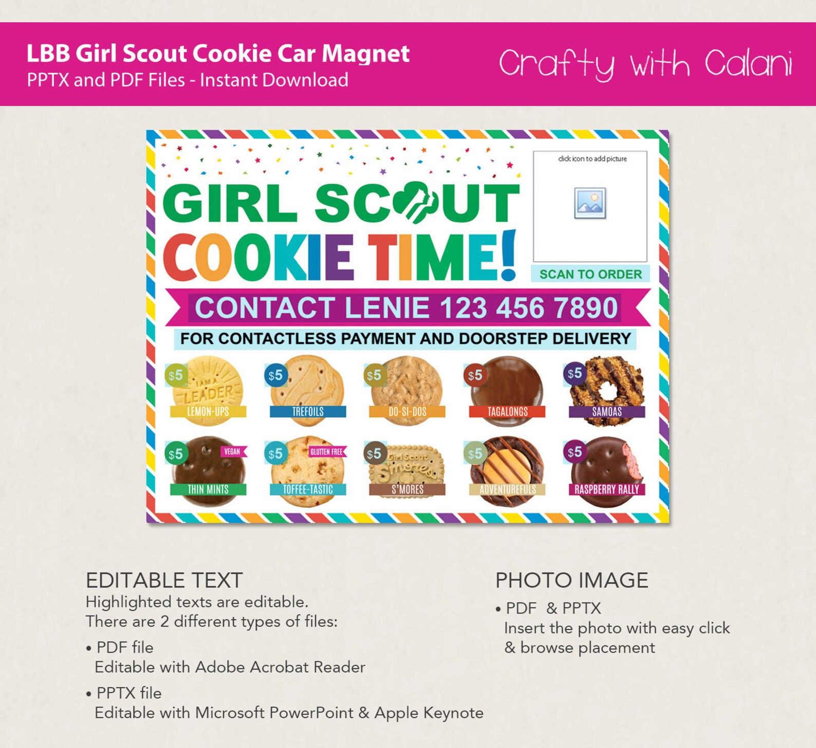 Girl Scout Cookie 2023 Car Sign LBB Cookie Car Etsy UK
