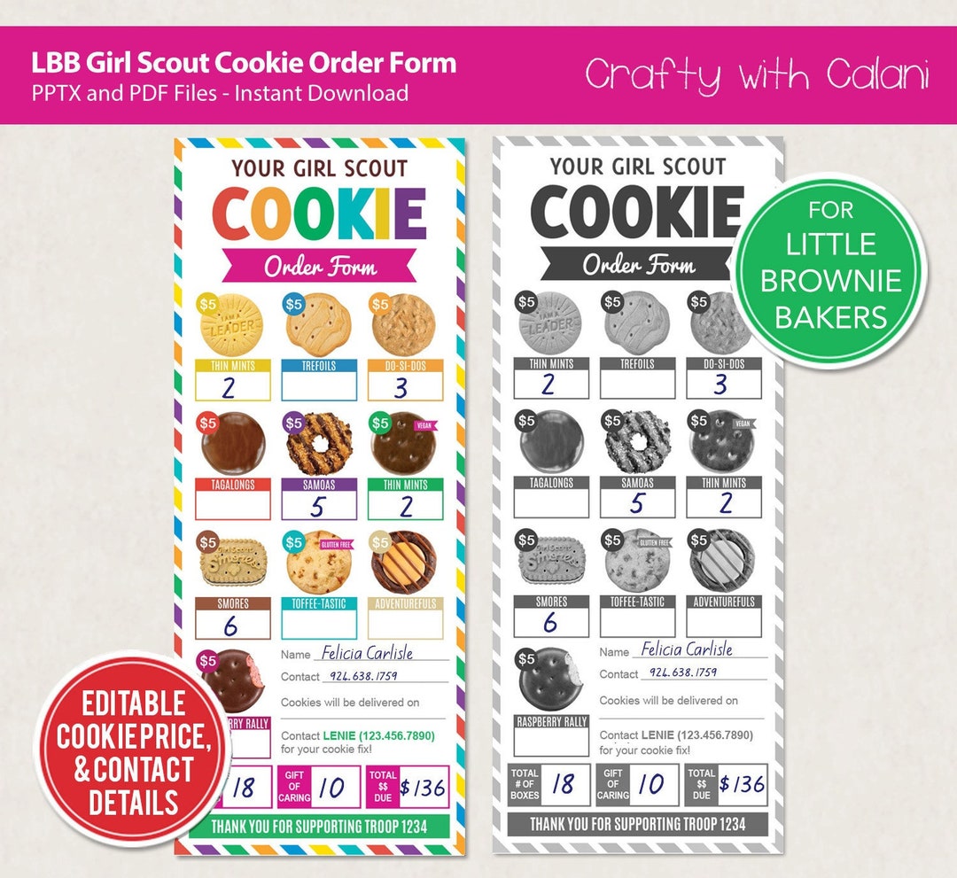 Girl Scout Cookie 2023 Order Form LBB Cookie Order Form - Etsy