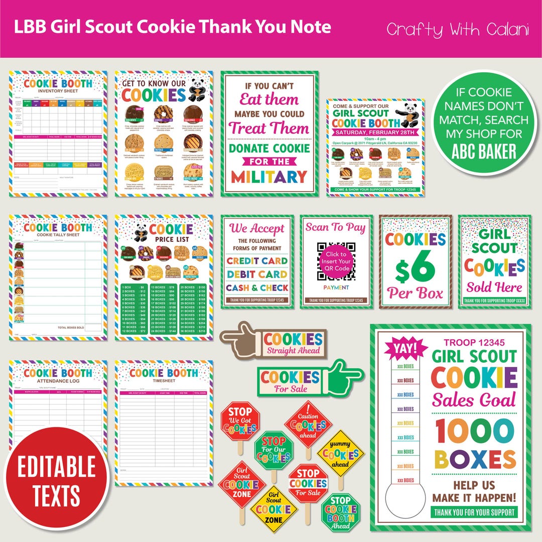 Girl Scout Cookie 2025 Booth Printable, LBB Cookie Booth Poster, Cookie