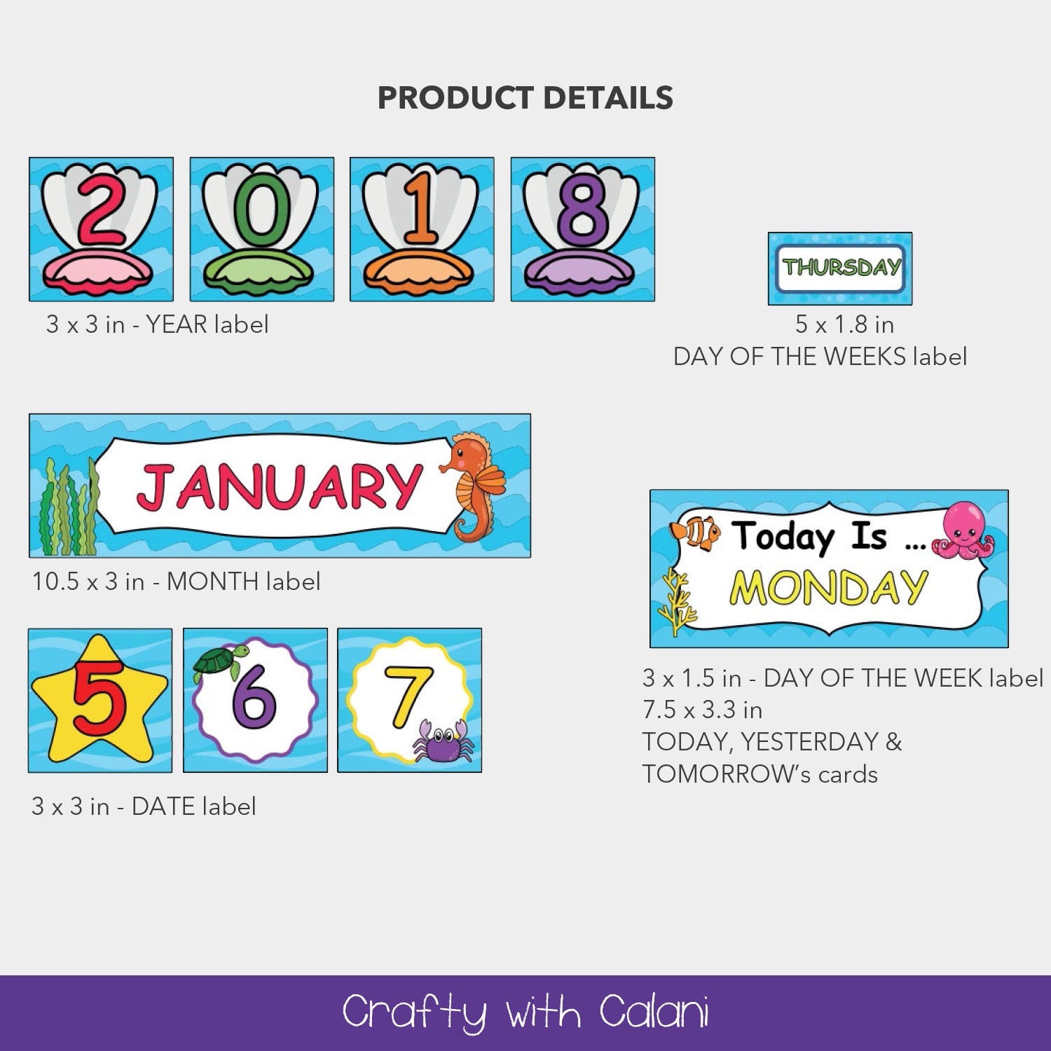 Classroom Calendar Ocean Classroom Decor Under The Sea Etsy