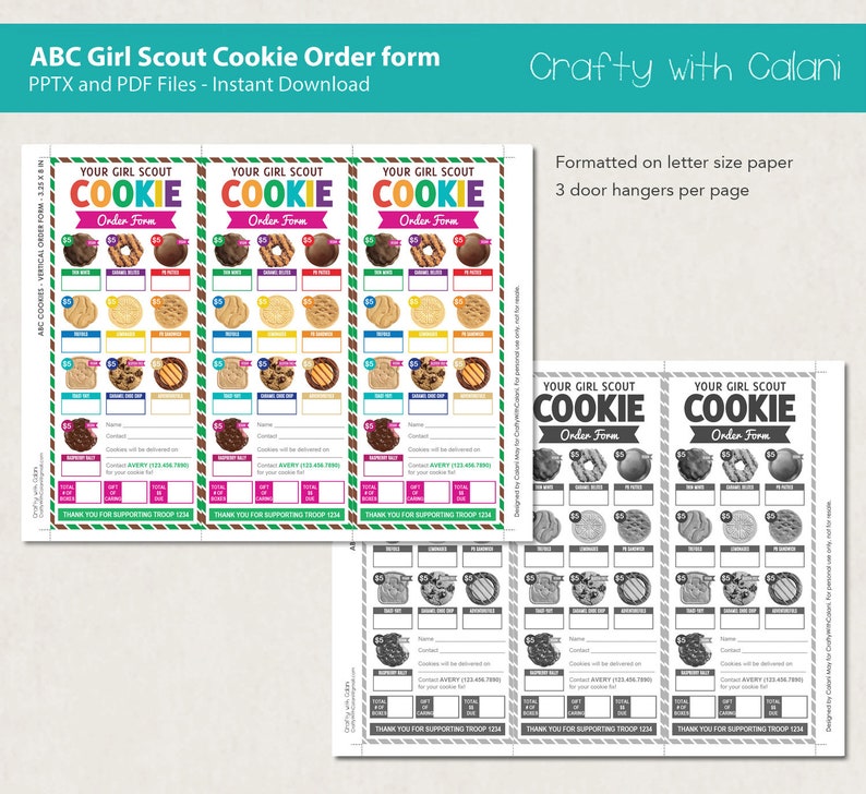 Girl Scout Cookie 2023 Order Form ABC Cookie Order Form Etsy