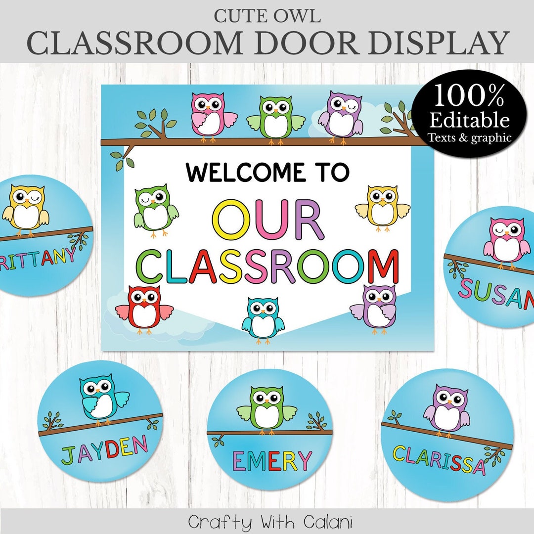 Classroom Sign Owl Classroom Theme Owl Door Sign Etsy Singapore