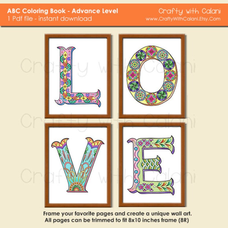 Download Alphabet Zentangle coloring book for Adult ABC Coloring Book | Etsy