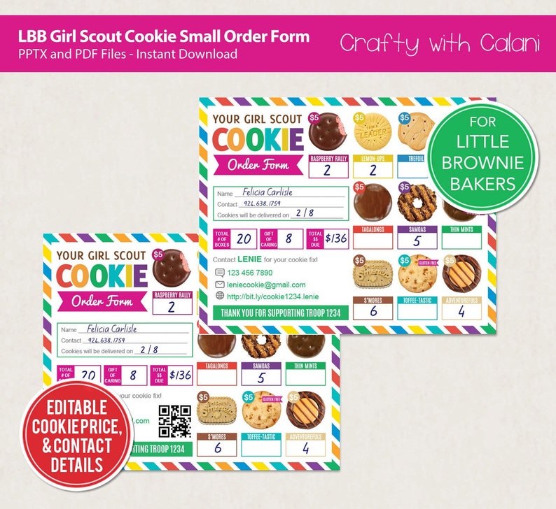 Girl Scout Cookie 2023 Order Form LBB Cookie Order Form - Etsy