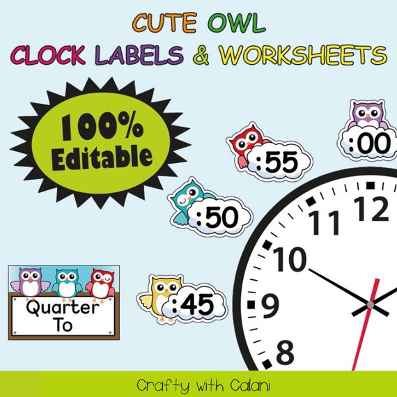 Clock Labels Classroom Decoration Owl Theme Classroom Owl Etsy