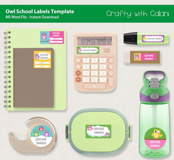 School Name Label Owl School Label Template Owl Name Label Etsy School Name Label Owl School Label Template Owl Name Label Etsy