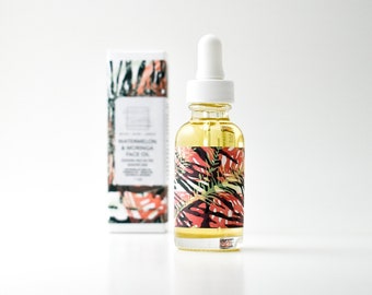 Watermelon & Moringa Face Oil  For Sensitive / Reactive Skin / Infused with Burdock Root, Chamomile, Calendula, Red Clover, Marshmallow,