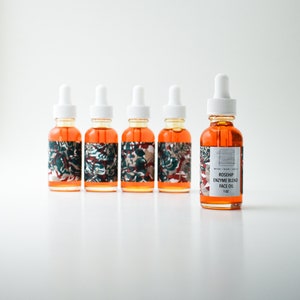 Rosehip Enzyme Blend Face Oil For Aging Skin / Botanical Infusion / Raspberry Seed Oil / Knotweed / Coenzyme Q10 / Hibiscus Extract /