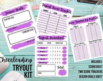 Cheerleading Tryout Papierkram Bundle für Trainer - Lila