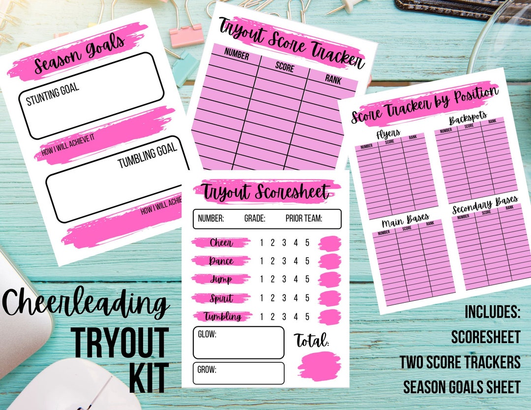 Cheerleading Tryout Paperwork Bundle for Coaches - Pink - Etsy