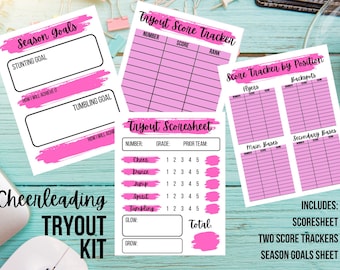 Cheerleading Tryout Papierkram Bundle für Trainer - Pink