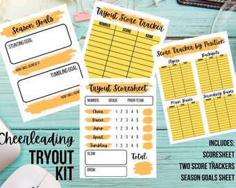 Cheerleading Tryout Papierkram Bundle für Trainer - Orange