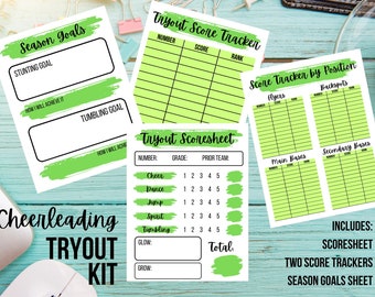 Cheerleading Tryout Papierkram Bundle für Trainer - Grün