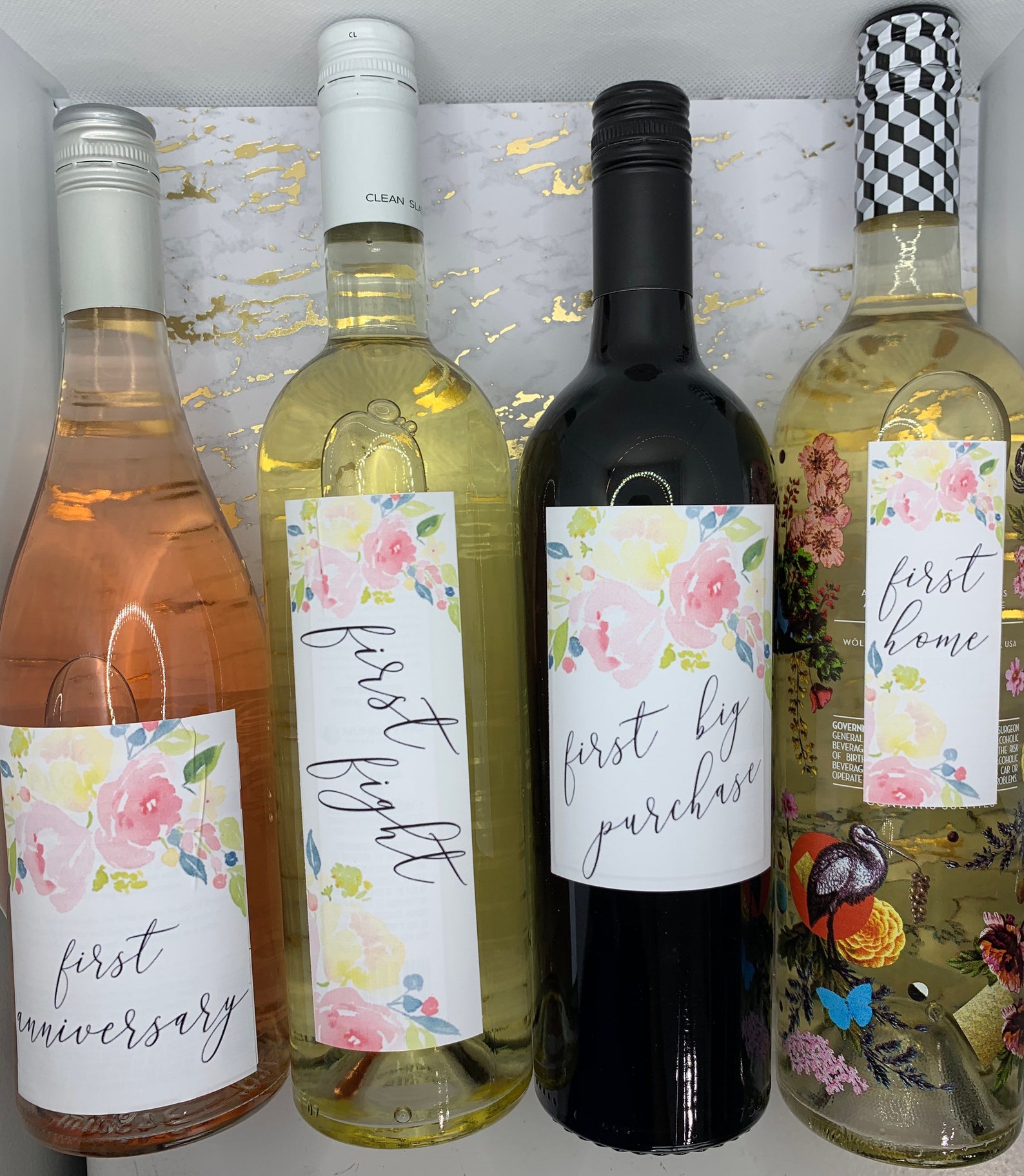 Wine Bottle Labels for Bridal Shower Engagement Wedding Gift Etsy