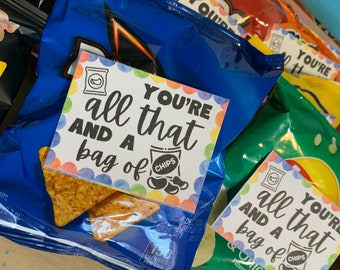 Du bist all das und eine Tüte Chips - Printable Tag