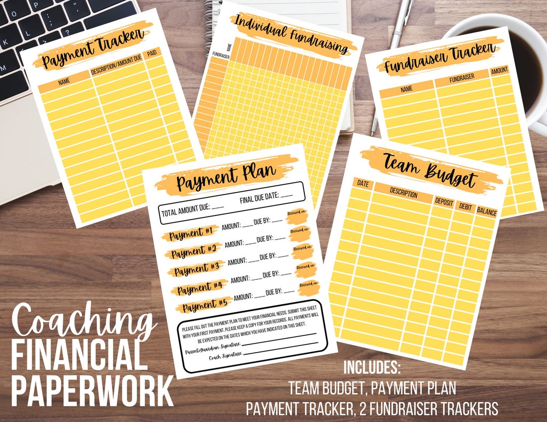 Coaching Financial Paperwork Bundle - Orange - Etsy