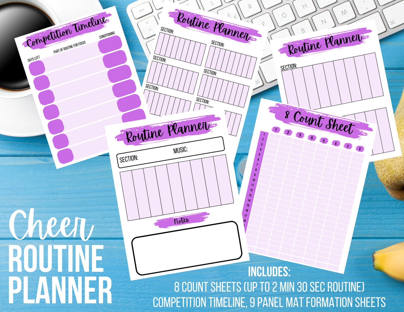 Cheerleading Routine Planning Bundle for Coaches - Purple - Etsy
