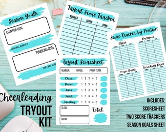 Cheerleading Tryout Papierkram Bundle für Trainer - Teal