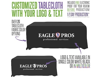 Farmers Market Tablecloth with Logo | Custom Vendor Booth Table Cover | Small Business Display | Market Stand Branding | Free Proof