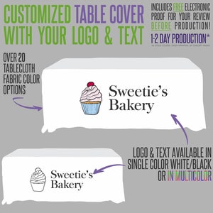 Your Logo Custom Table Cover With Logo and Fabric Color Options - Includes Free Proof for Review!
