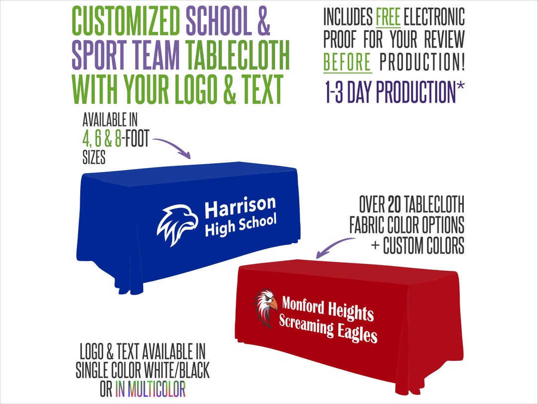 School & Sport Team Custom Tablecloth With Logo and Fabric Color Options Etsy