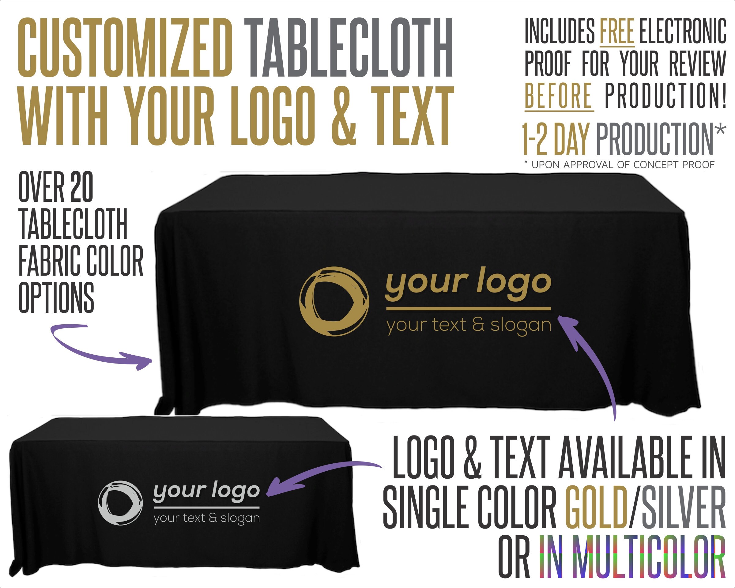 Your Logo Tablecloth With Logo and Fabric Color Options Etsy