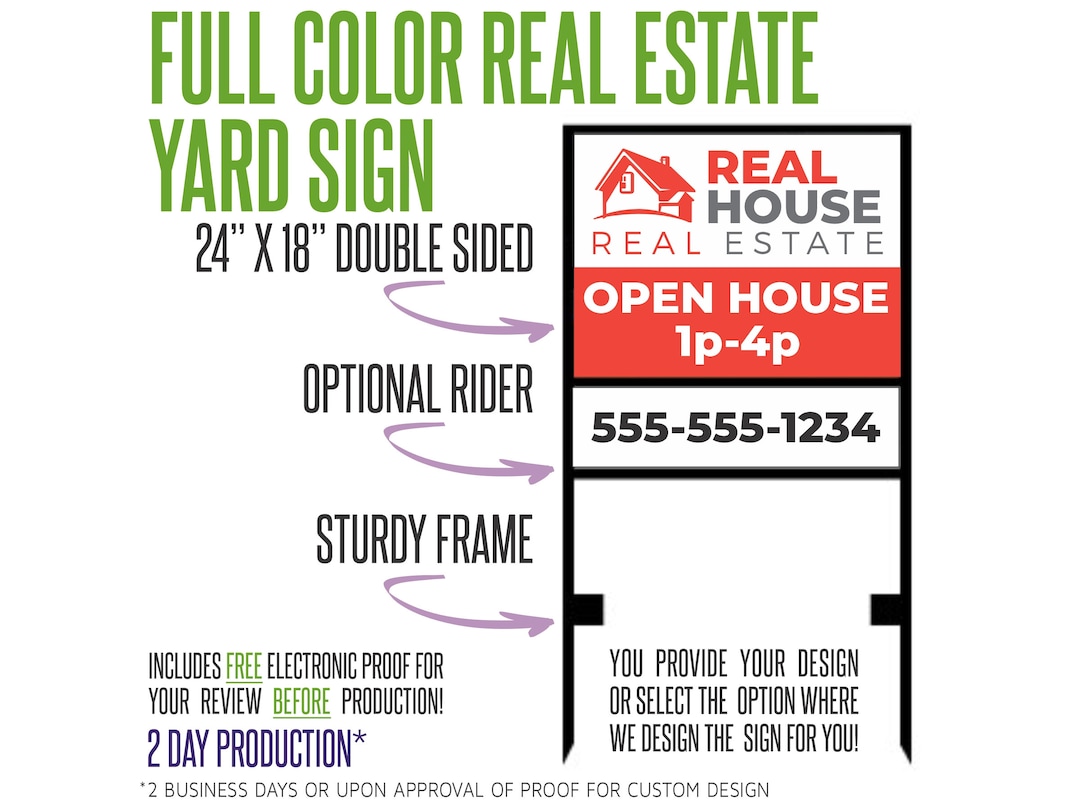 Full Color Real Estate Yard Sign - Double Sided - 18