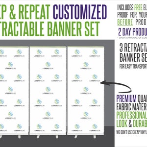 Full Color Custom Step & Repeat Retractable Banner Set - Premium fabric, not cheap vinyl!!
