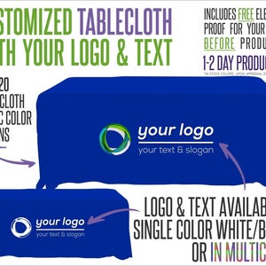 Custom Logo Tablecloth for Trade Shows & Vendor Booths | Business Table Cover | Branded Event Display | 4ft 6ft 8ft Tables | Free Proof image 8