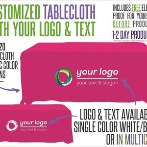 Custom Logo Tablecloth for Trade Shows & Vendor Booths | Business Table Cover | Branded Event Display | 4ft 6ft 8ft Tables | Free Proof image 10