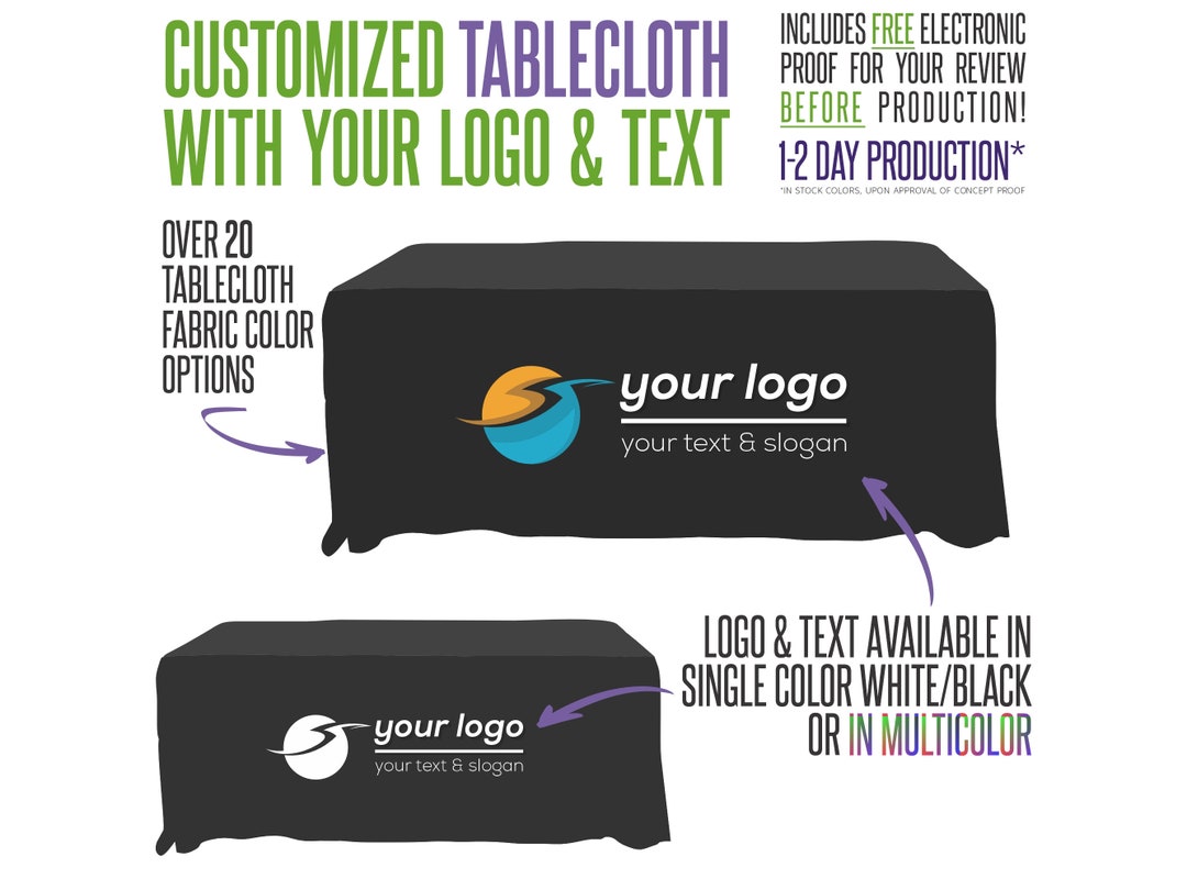 Your Logo Custom Tablecloth With Logo and Fabric Color Options Etsy