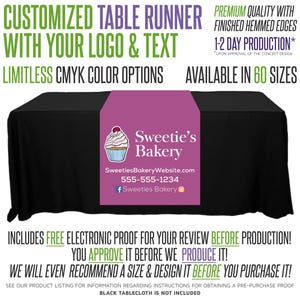 Custom Full Color Table Runner with Free Proof & 60 Size Options - Includes Free Proof for Review!