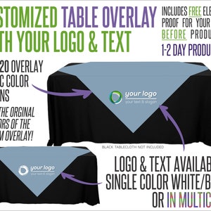 Your Logo Table Overlay With Logo and Fabric Color Options