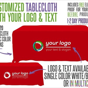Custom Logo Tablecloth for Trade Shows & Vendor Booths | Business Table Cover | Branded Event Display | 4ft 6ft 8ft Tables | Free Proof image 11