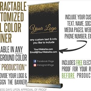 Full Color Custom Retractable Banner System  - Gold Glitter