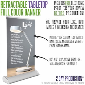 Full Color Custom Retractable Tabletop Size Banner System