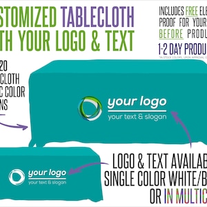 Your Logo Custom Tablecloth With Logo and Fabric Color Options image 7