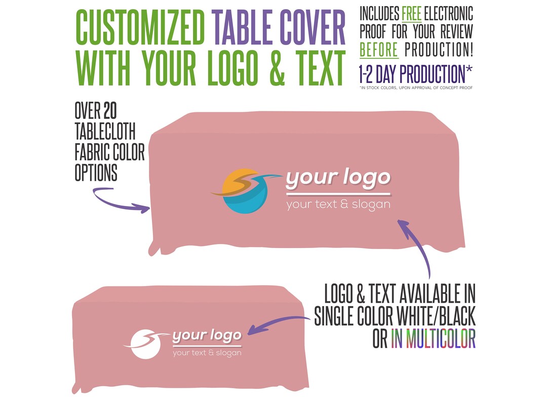 Your Logo Custom Table Cover With Logo and Fabric Color Options Etsy