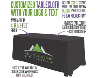 Your Logo Custom Tablecloth With Logo and Fabric Color Options - Includes Free Proof for Review!