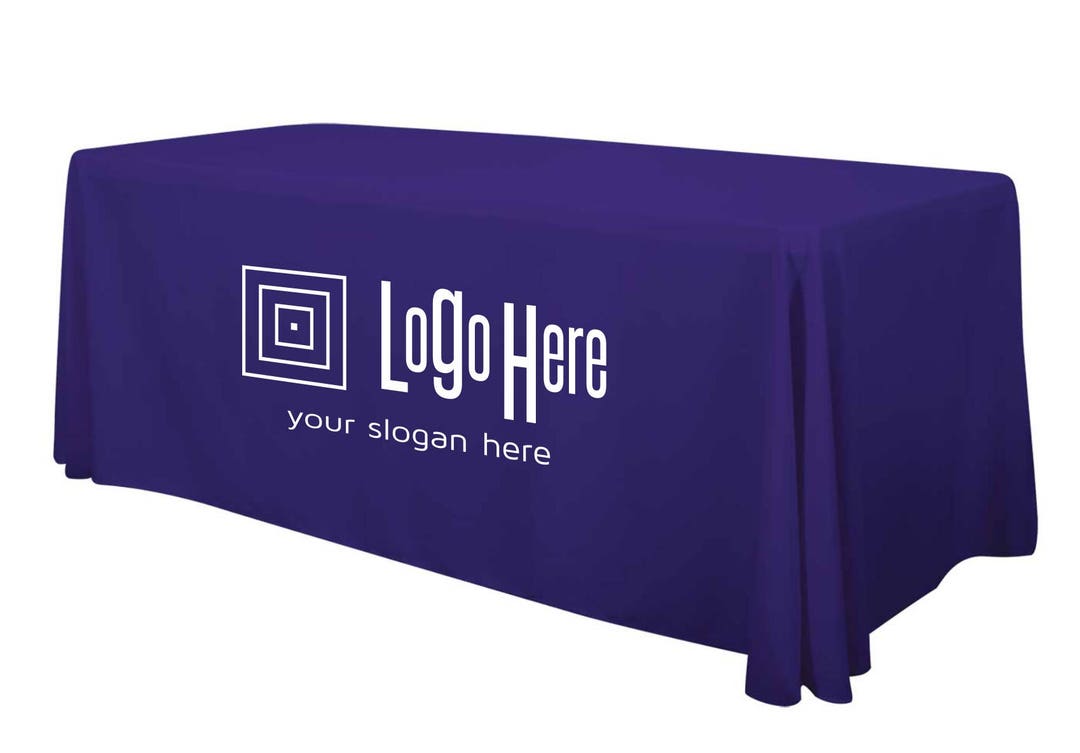 Your Supplied Logo Tablecloth With Logo and Fabric Color Options Etsy