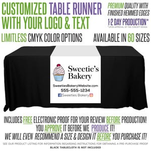 Custom Full Color Table Runner with Free Proof & 60 Size Options - Includes Free Proof for Review!