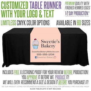 Custom Full Color Table Runner with Free Proof & 60 Size Options - Includes Free Proof for Review!