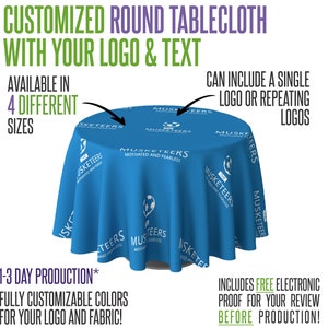 Premium Full Color Round Tablecloth with Customizable Fabric Color Options