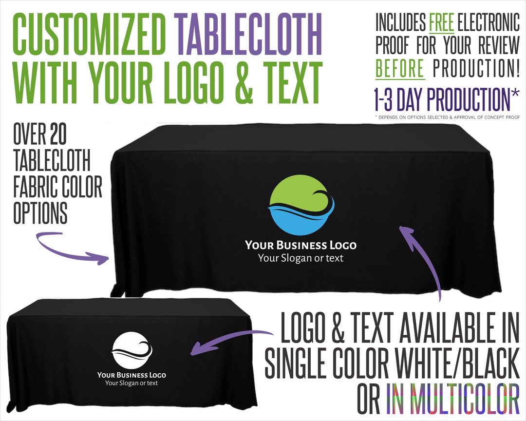 Your Logo Custom Tablecloth With Logo and Fabric Color Options Etsy