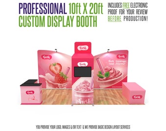 Professional 10ft x 20ft Booth Display Kit with Custom Printing - Great for trade shows & exhibits!