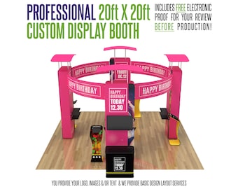 Professional 20ft x 20ft Booth Display Kit with Custom Printing - Great for trade shows & exhibits!