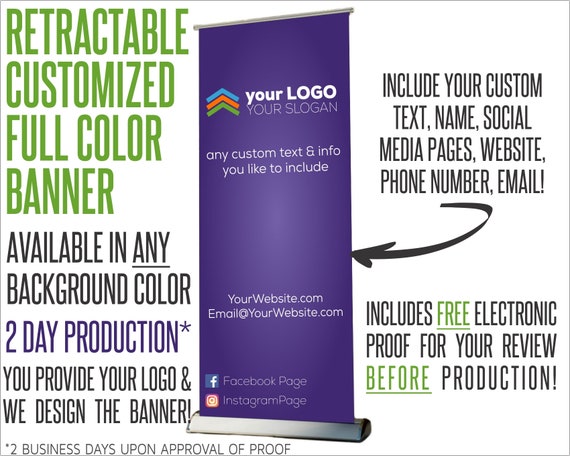 Full Color Custom Retractable Banner System Etsy