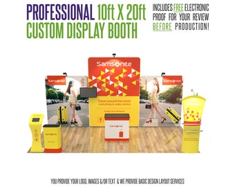 Professional 10ft x 20ft Booth Display Kit with Custom Printing - Great for trade shows & exhibits!