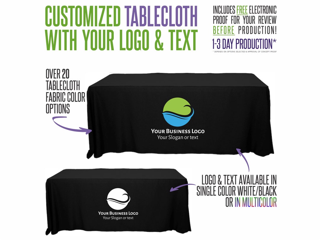Your Logo Custom Tablecloth With Logo and Fabric Color Options Etsy